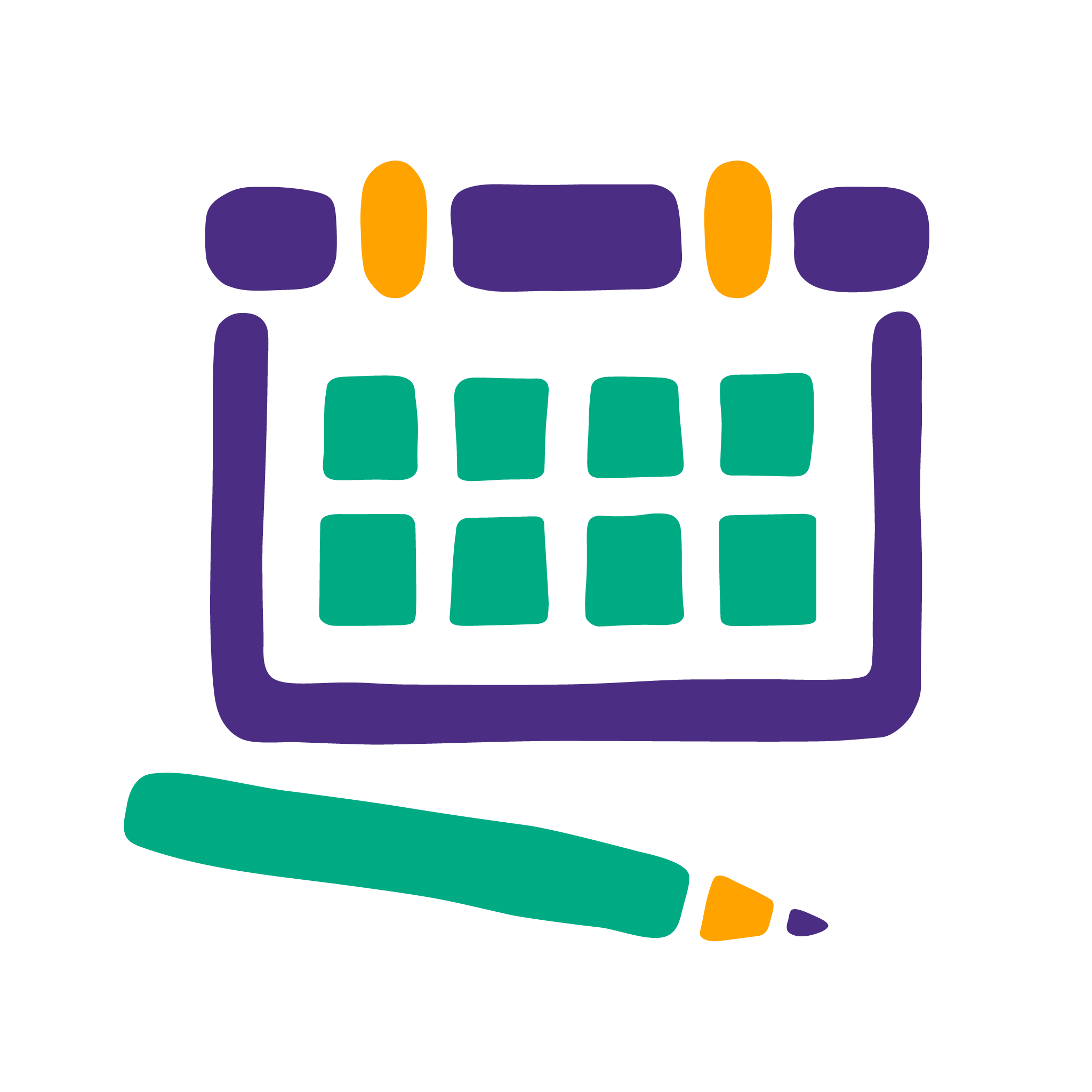 Digital illustration of a calendar and pencil.