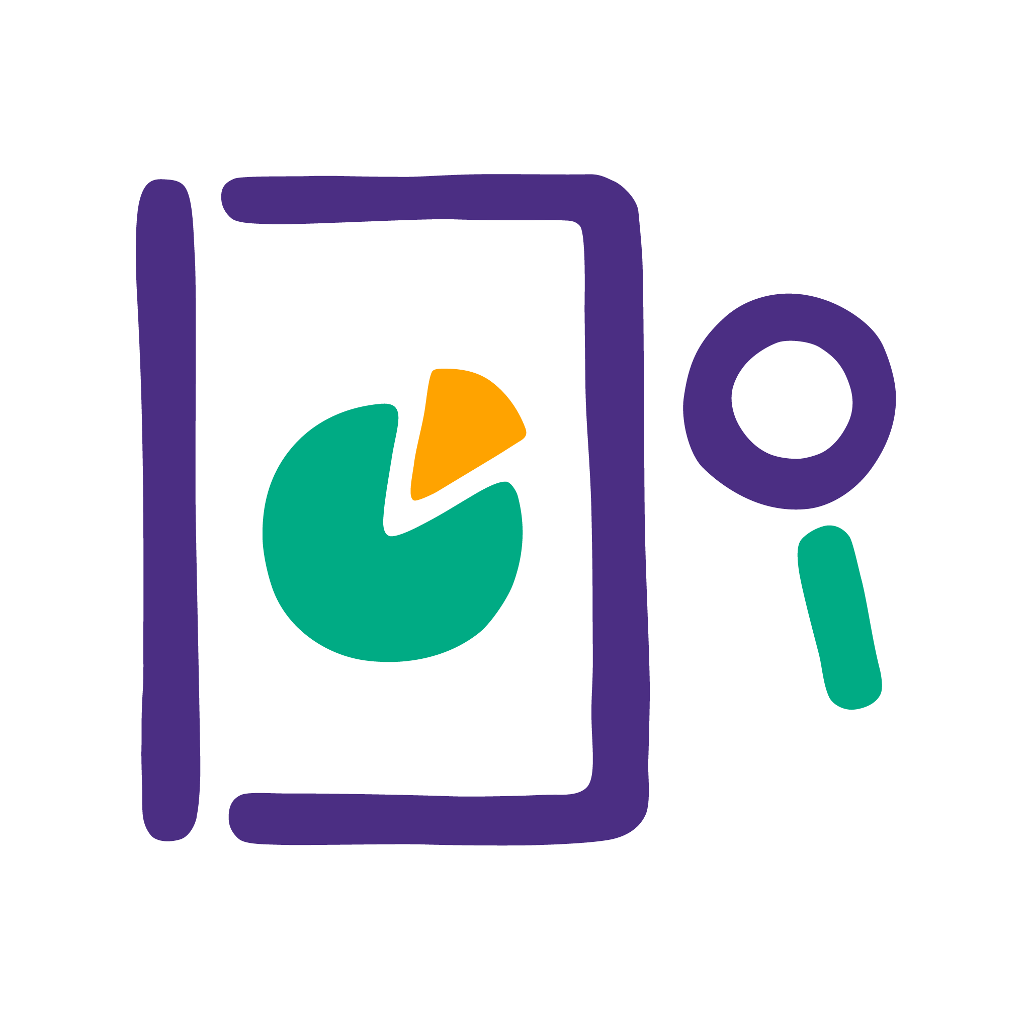 Digital illustration of a document featuring a pie chart, with a magnifying glass placed beside it.