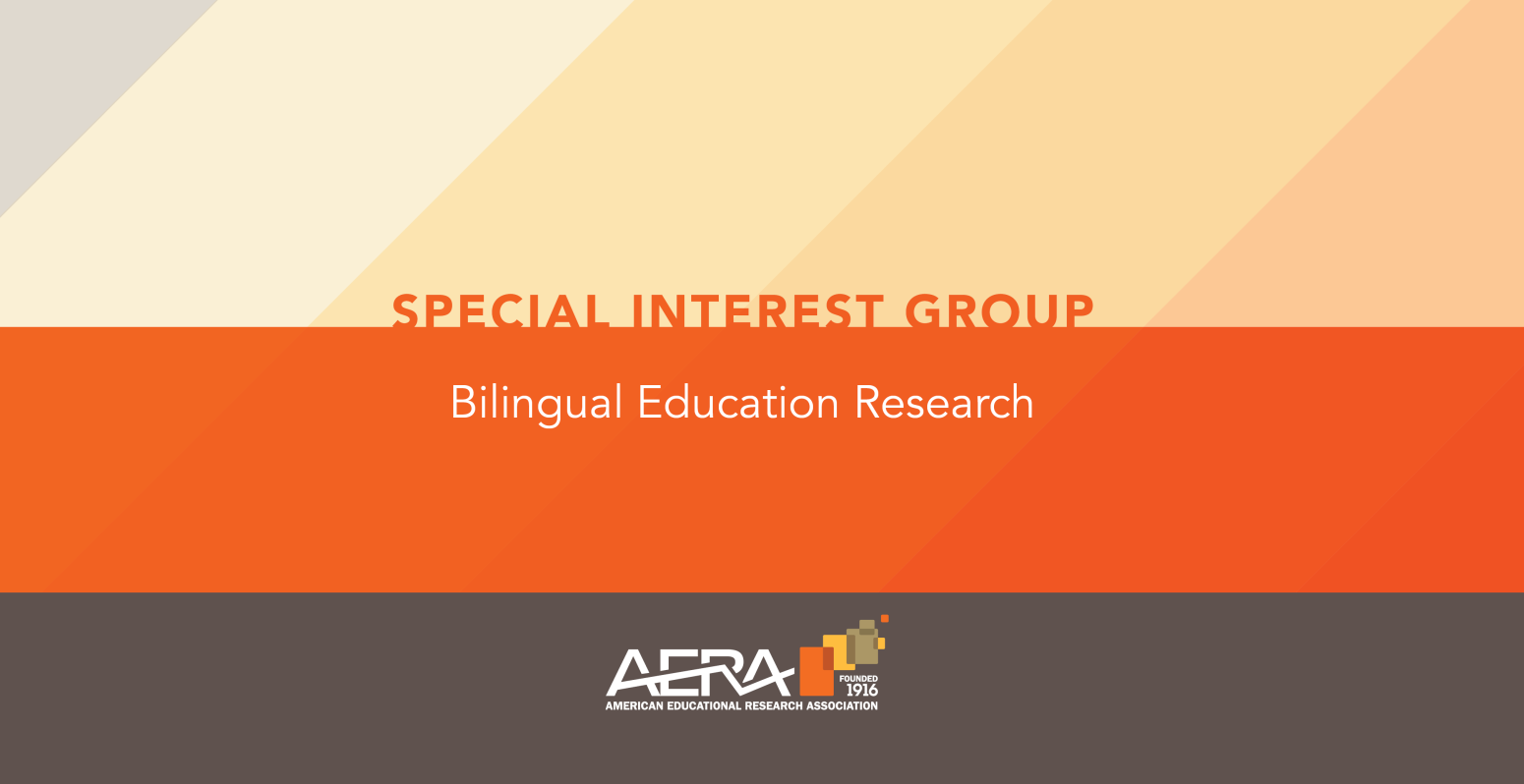 Banner with the text Special Interest Group Bilingual Education Research and AERA logo on it