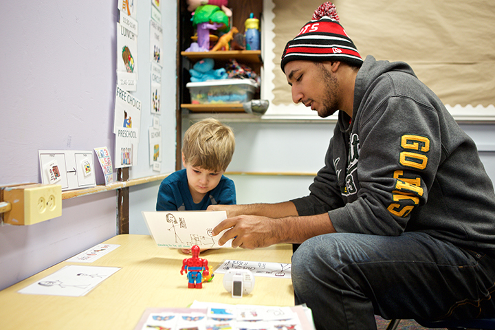 UW student working with early childhood student