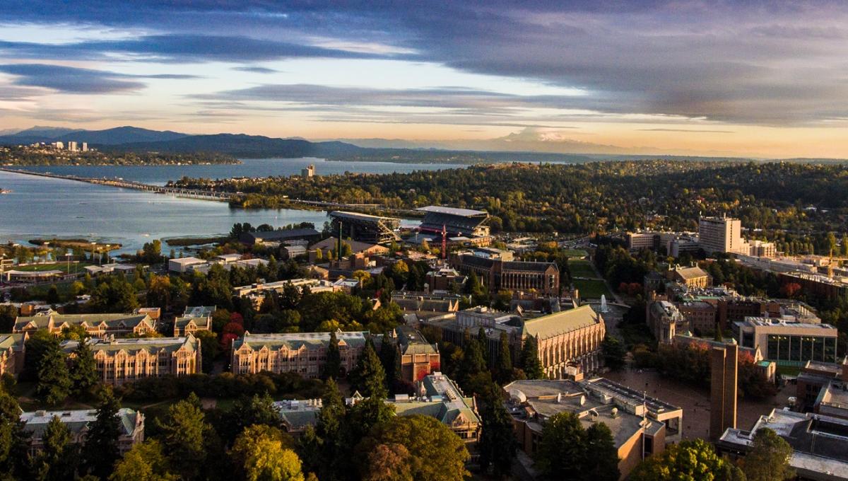 aerial shot of uw campus