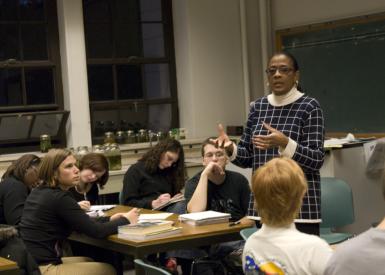 Geneva Gay speaking in front of students